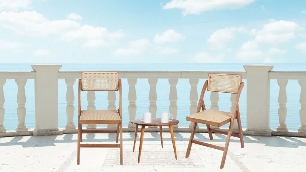 Set of 2 Tristan Bamboo Wood Folding Chair,