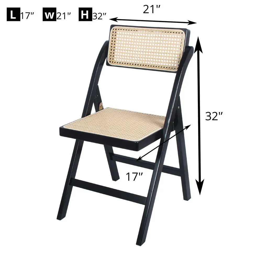 Set of 2 Tristan Bamboo Wood Folding Chair,