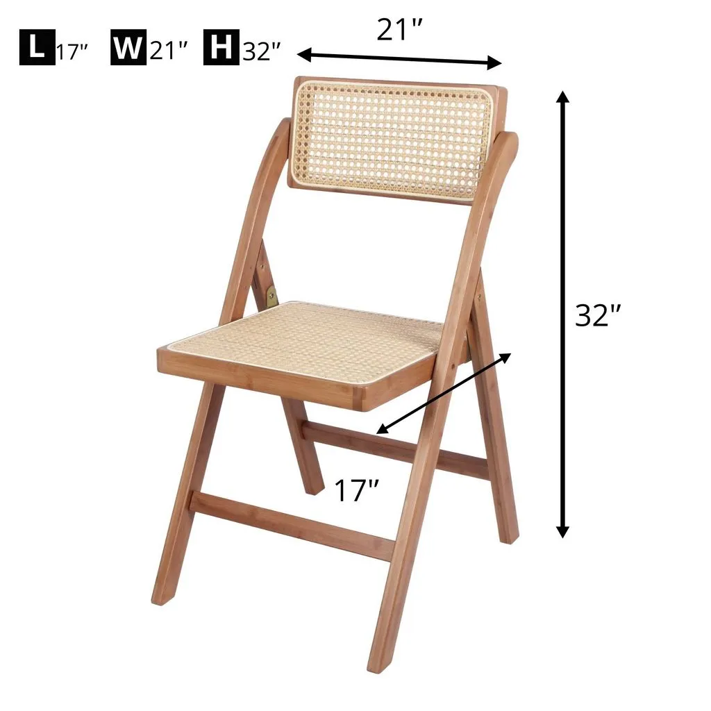 Set of 2 Tristan Bamboo Wood Folding Chair,