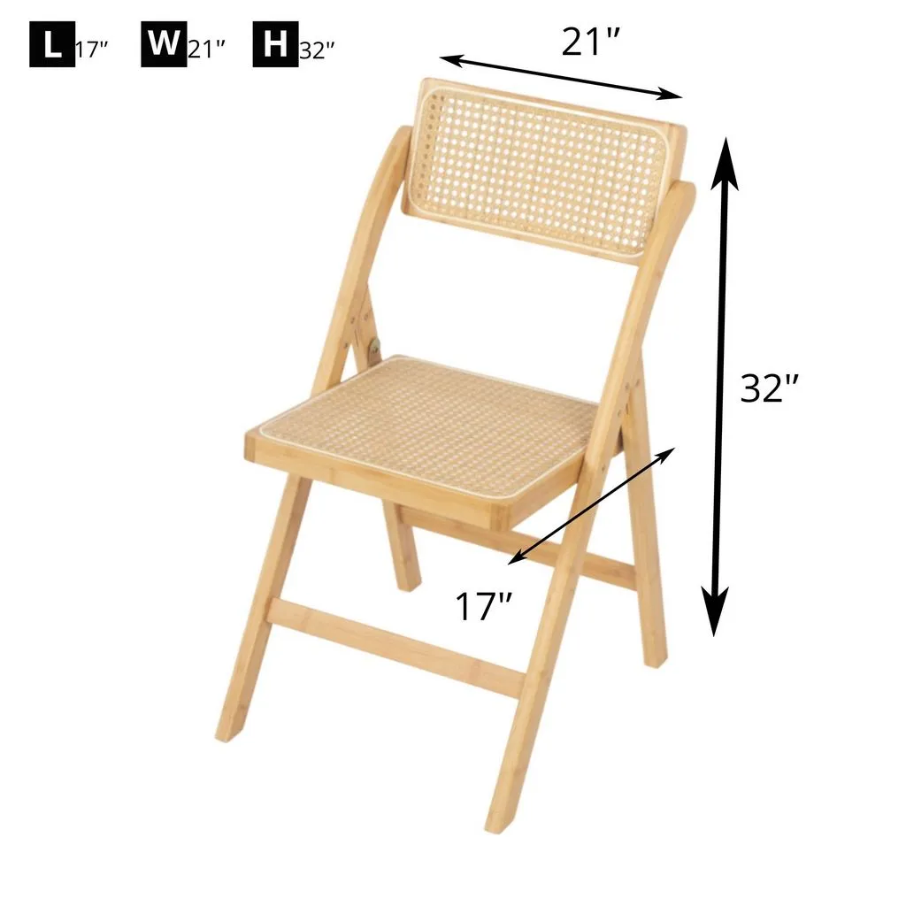 Set of 2 Tristan Bamboo Wood Folding Chair,