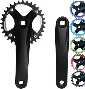 Square Taper Crankset with 30T 32T 34T 36T 38T 40T Narrow Wide Chainring
