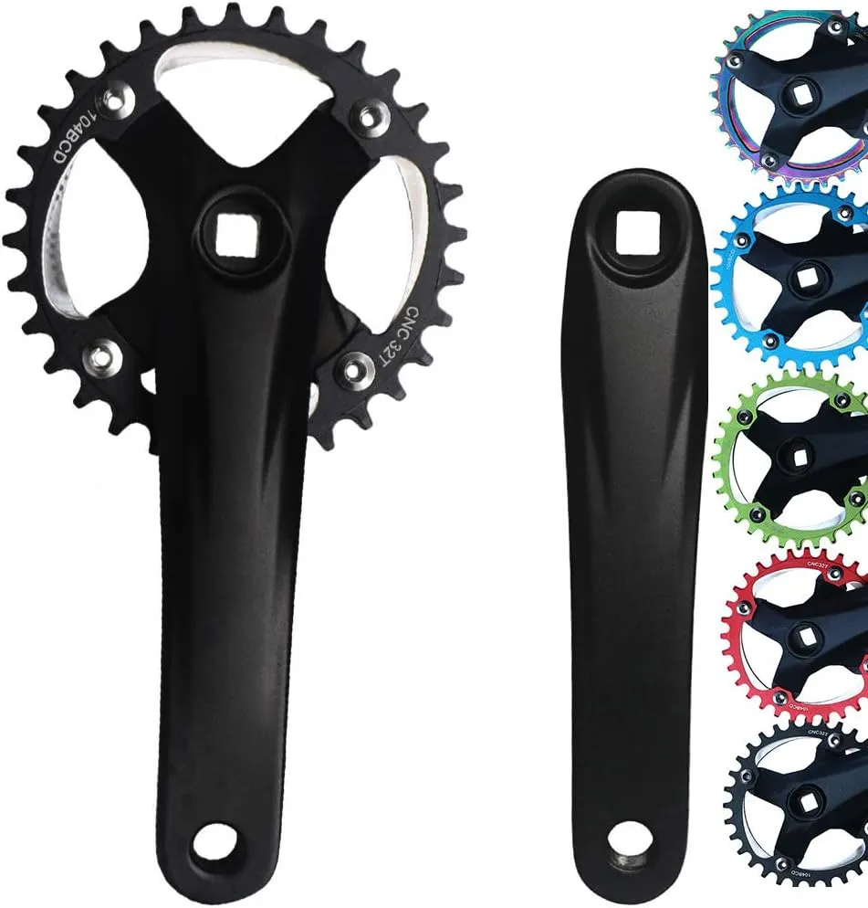 Square Taper Crankset with 30T 32T 34T 36T 38T 40T Narrow Wide Chainring