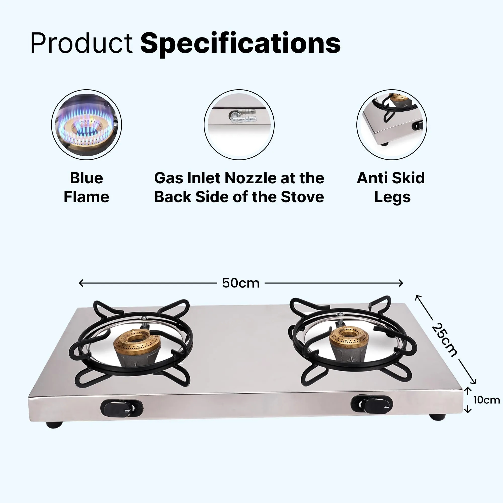 Thermador Gas Stove 2 Burners | Ergonomic Knobs | Brass Plated Burner | ISI Certified | 2 Burner Gas Stove | Gas chulha Burner | Stainless Steel Gas Stove| 1 Year Manufacturer Warranty