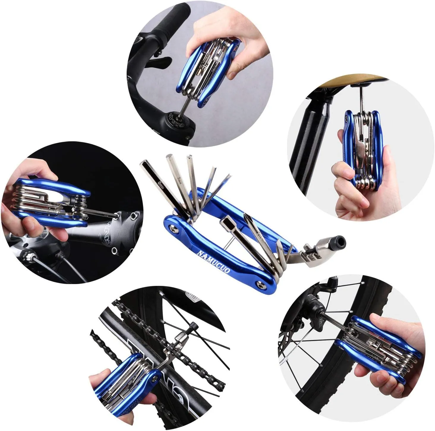 YBEKI 10-in-1 Bike Repair Kit with, 3-in-1 Tire Levers, Glueless Patches, Multifunctional Bone Wrench & Waterproof Saddle Bag | Compact Bicycle Multi-Tool Kit for Emergency Roadside Repairs